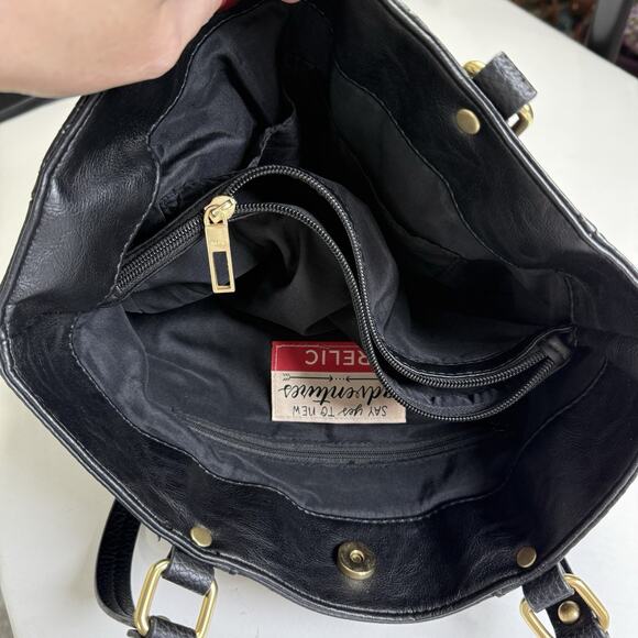 Relic Black Faux Leather Concealed Carry Purse Croc Embossed Western Boho - Picture 8 of 11